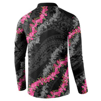 Guam Bougainvillea Lei Button Sweatshirt Chamorro Tribal Pattern