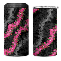 Guam Bougainvillea Lei 4 in 1 Can Cooler Tumbler Chamorro Tribal Pattern