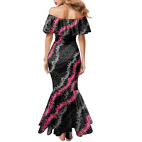 Guam Bougainvillea Lei Family Matching Mermaid Dress and Hawaiian Shirt Chamorro Tribal Pattern