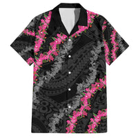 Guam Bougainvillea Lei Family Matching Tank Maxi Dress and Hawaiian Shirt Chamorro Tribal Pattern