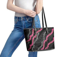 Guam Bougainvillea Lei Leather Tote Bag Chamorro Tribal Pattern