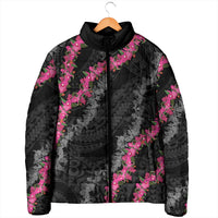 Guam Bougainvillea Lei Padded Jacket Chamorro Tribal Pattern - Polynesian Pride
