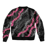 Guam Bougainvillea Lei Sleeve Zip Bomber Jacket Chamorro Tribal Pattern