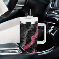 Guam Bougainvillea Lei Tumbler With Handle Chamorro Tribal Pattern