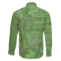 Hawaii Molokai Island Kukui Nut Flowers Family Matching Off The Shoulder Long Sleeve Dress and Hawaiian Shirt Tribal Kakau Pattern