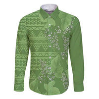 Hawaii Molokai Island Kukui Nut Flowers Family Matching Short Sleeve Bodycon Dress and Hawaiian Shirt Tribal Kakau Pattern