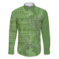 Hawaii Molokai Island Kukui Nut Flowers Family Matching Tank Maxi Dress and Hawaiian Shirt Tribal Kakau Pattern