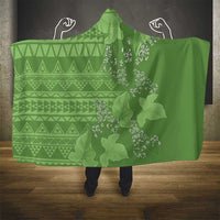 Hawaii Molokai Island Kukui Nut Flowers Hooded Blanket Tribal Kakau Pattern