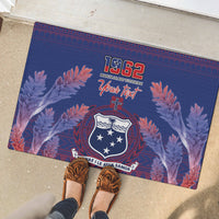 Custom Samoa 1962 Independence Day Custom Rubber Doormat Manuia le Aso Tuto'atasi Ula Nifo Blue Art