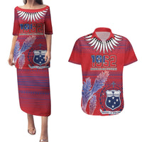 Custom Samoa 1962 Independence Day Custom Couples Matching Puletasi and Hawaiian Shirt Manuia le Aso Tuto'atasi Ula Nifo Red Art LT9 Red - Polynesian Pride