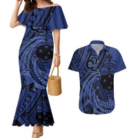 Custom Samoa 62nd Manuia le Aso Tuto'atasi Couples Matching Mermaid Dress and Hawaiian Shirt Samoan Tatau Blue Art LT9 Blue - Polynesian Pride