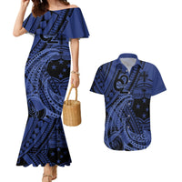 Custom Samoa 62nd Manuia le Aso Tuto'atasi Couples Matching Mermaid Dress and Hawaiian Shirt Samoan Tatau Blue Art LT9 Blue - Polynesian Pride