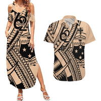 Custom Samoa Manuia le 62 Tausaga O le Tutoatasi Couples Matching Summer Maxi Dress and Hawaiian Shirt Samoan Tatau Beige Art LT9 Beige - Polynesian Pride
