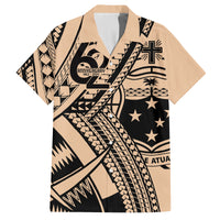 Custom Samoa Manuia le 62 Tausaga O le Tuto’atasi Family Matching Tank Maxi Dress and Hawaiian Shirt Samoan Tatau Beige Art