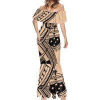 Custom Samoa Manuia le 62 Tausaga O le Tutoatasi Mermaid Dress Samoan Tatau Beige Art LT9 - Polynesian Pride