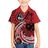 Custom Samoa Manuia le 62 Tausaga O le Tuto’atasi Family Matching Long Sleeve Bodycon Dress and Hawaiian Shirt Samoan Tatau Red Art
