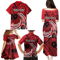 Custom Samoa Manuia le 62 Tausaga O le Tuto’atasi Family Matching Puletasi and Hawaiian Shirt Samoan Tatau Red Art