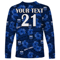 (Custom Text And Number) Manu Samoa Rugby Long Sleeve Shirt Polynesian Style With Hibiscus LT9 - Polynesian Pride