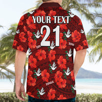 (Custom Text And Number) Tonga Rugby Hawaiian Shirt Polynesian Style With Hibiscus LT9 - Polynesian Pride