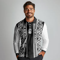 Custom New Zealand Football White Fern Supporter Long Sleeve Polo Shirt LT9 - Polynesian Pride