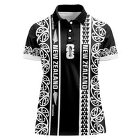 Custom New Zealand Football White Fern Supporter Women Polo Shirt LT9 Female Black - Polynesian Pride