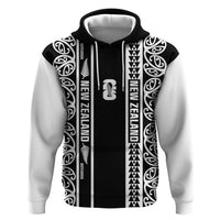 Custom New Zealand Football White Fern Supporter Zip Hoodie LT9 Pullover Hoodie Black - Polynesian Pride