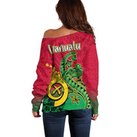 Vanuatu Islands Off Shoulder Sweater Polynesian Tattoo and Sea Turtle LT9 - Polynesian Pride