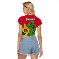 Vanuatu Islands Raglan Cropped T Shirt Polynesian Tattoo and Sea Turtle LT9 - Polynesian Pride