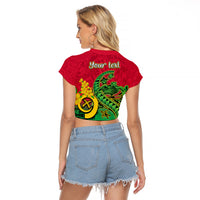 Personalised Vanuatu Islands Raglan Cropped T Shirt Polynesian Tattoo and Sea Turtle LT9 - Polynesian Pride