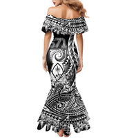 671 Guam Personalised Family Matching Mermaid Dress and Hawaiian Shirt Latte Stone Tribal LT9 - Polynesian Pride