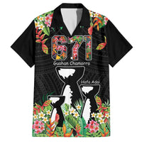 671 Guam Personalised Family Matching Puletasi and Hawaiian Shirt Latte Stone and Tropical Flowers LT9 Dad's Shirt - Short Sleeve Black - Polynesian Pride