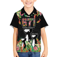 671 Guam Personalised Family Matching Puletasi and Hawaiian Shirt Latte Stone and Tropical Flowers LT9 Son's Shirt Black - Polynesian Pride