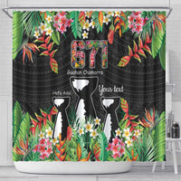 671 Guam Personalised Shower Curtain Latte Stone and Tropical Flowers