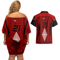 Custom Tonga Rugby Couples Matching Off Shoulder Short Dress and Hawaiian Shirt Go Champions World Cup 2023 Ngatu Unique LT9 - Polynesian Pride