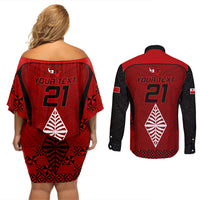 Custom Tonga Rugby Couples Matching Off Shoulder Short Dress and Long Sleeve Button Shirts Go Champions World Cup 2023 Ngatu Unique LT9 - Polynesian Pride