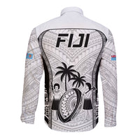 Fiji Rugby Long Sleeve Button Shirt Go Champions World Cup 2023 Tapa Unique White Vibe LT9 - Polynesian Pride