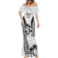 Fiji Rugby Mermaid Dress Go Champions World Cup 2023 Tapa Unique White Vibe LT9 - Polynesian Pride