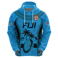 Fiji Rugby Hoodie Go Champions World Cup 2023 Tapa Unique Blue Vibe LT9 - Polynesian Pride