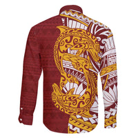 Couple Dolphins Maori Motif Family Matching Off The Shoulder Long Sleeve Dress and Hawaiian Shirt - Polynesian Pride