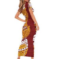 Couple Dolphins Maori Motif Family Matching Short Sleeve Bodycon Dress and Hawaiian Shirt LT9 - Polynesian Pride