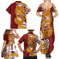 Couple Dolphins Maori Motif Family Matching Summer Maxi Dress and Hawaiian Shirt - Polynesian Pride