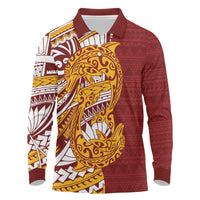 Couple Dolphins Maori Motif Long Sleeve Polo Shirt - Polynesian Pride