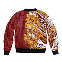 Couple Dolphins Maori Motif Sleeve Zip Bomber Jacket - Polynesian Pride