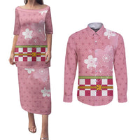 Japanese Asanoha Pattern Couples Matching Puletasi and Long Sleeve Button Shirt Charm Against Evil Spirits - Polynesian Pride