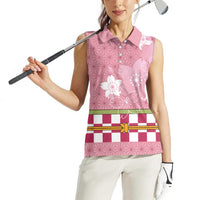 Japanese Asanoha Pattern Women Sleeveless Polo Shirt Charm Against Evil Spirits - Polynesian Pride