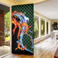 Japanese Asanoha Pattern Door Cover Sun Flame Slayer Dragon Hinokami Kagura Spirit - Polynesian Pride