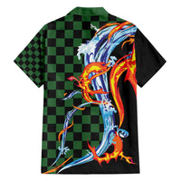 Japanese Asanoha Pattern Family Matching Short Sleeve Bodycon Dress and Hawaiian Shirt Sun Flame Slayer Dragon Hinokami Kagura Spirit LT9 - Polynesian Pride