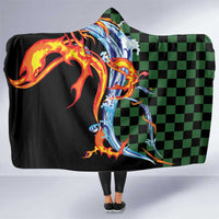 Japanese Asanoha Pattern Hooded Blanket Sun Flame Slayer Dragon Hinokami Kagura Spirit - Polynesian Pride