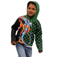 Japanese Asanoha Pattern Kid Hoodie Sun Flame Slayer Dragon Hinokami Kagura Spirit - Polynesian Pride