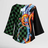 Japanese Asanoha Pattern Kimono Sleeve Blouse Sun Flame Slayer Dragon Hinokami Kagura Spirit - Polynesian Pride